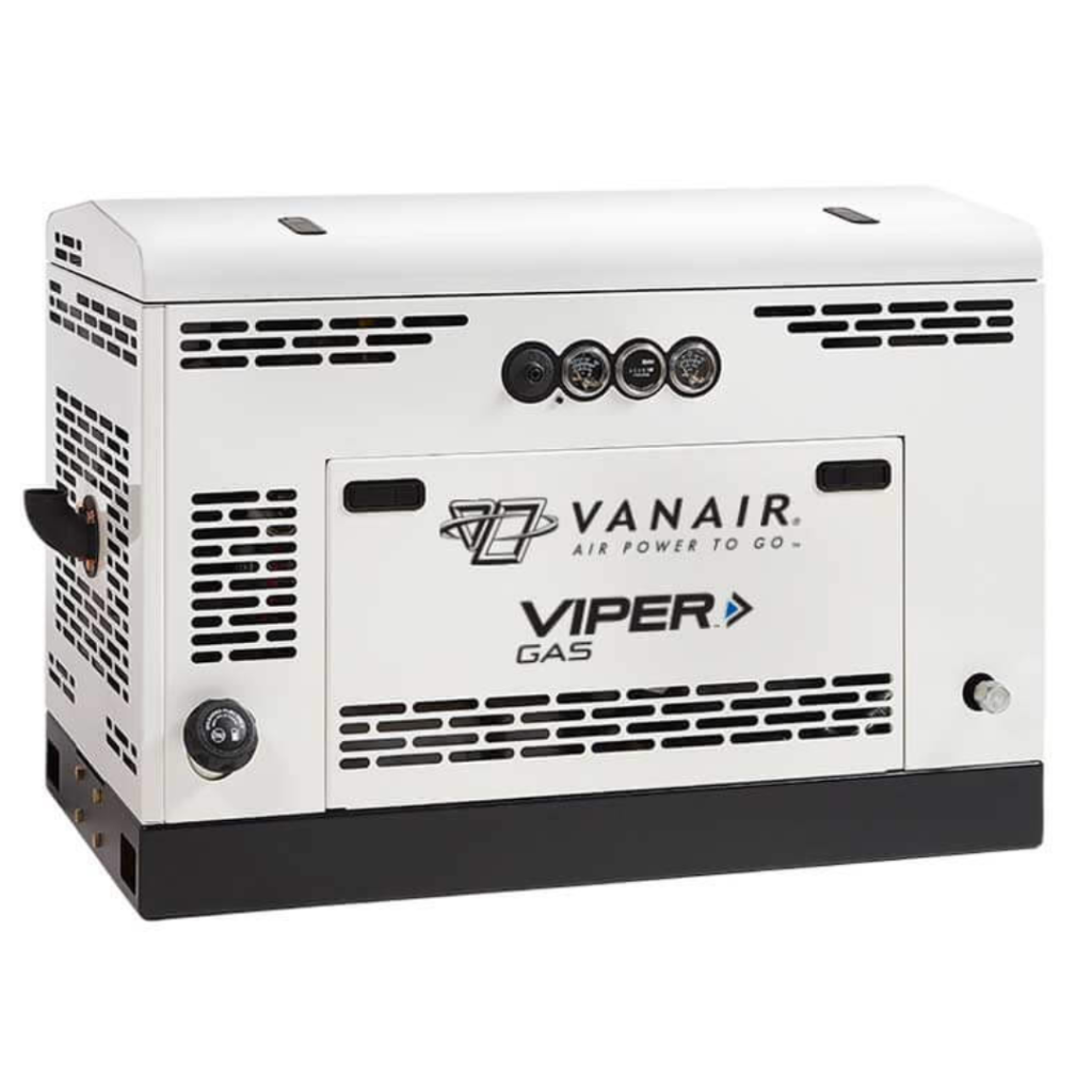 Vanair Viper Gas above-deck rotary screw air compressor for service trucks available from Blackhawk Equipment