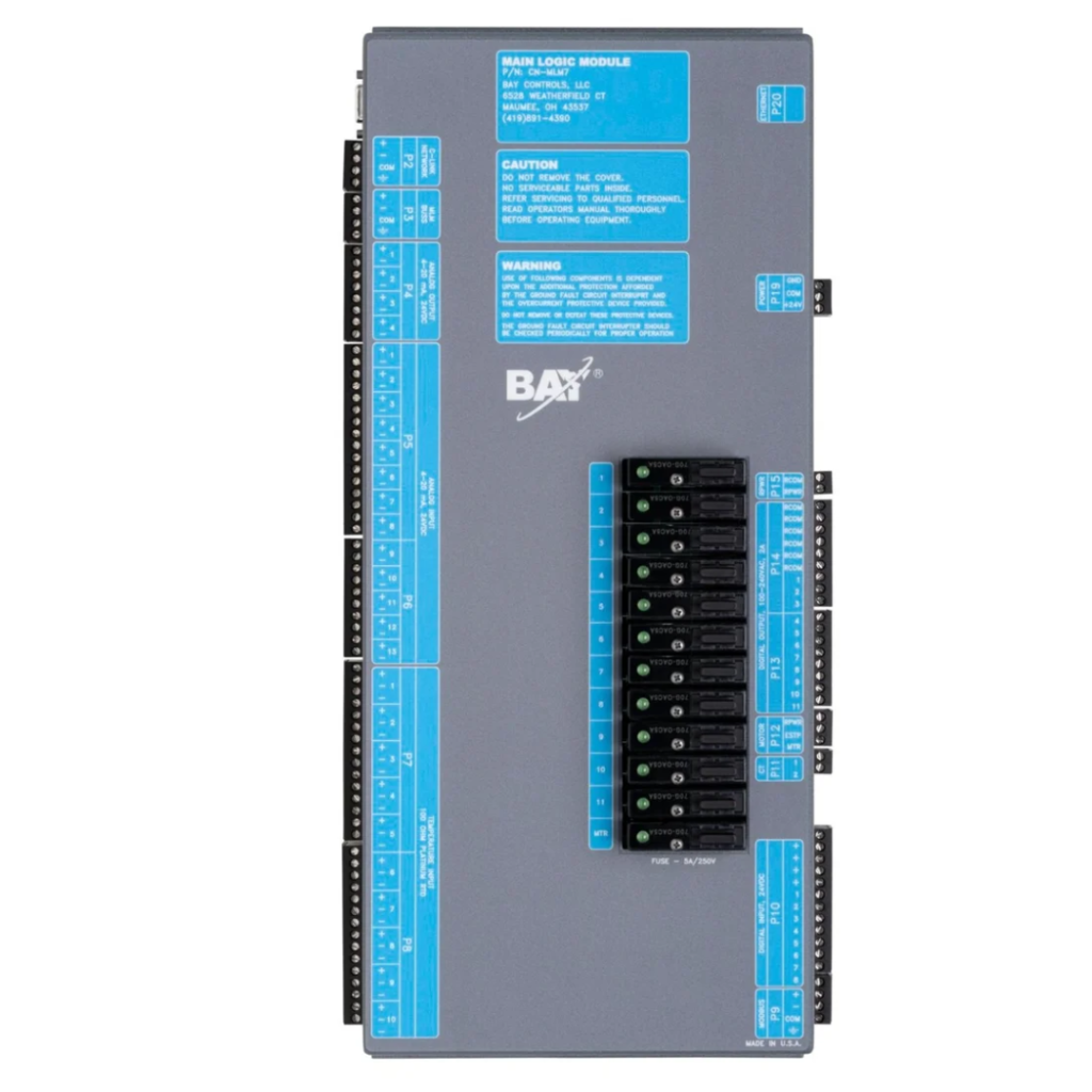 Bay Controls Universal Master Controller main logic module (CM-MLM7) featuring multiple I/O ports for centralized compressor sequencing and energy management available from Blackhawk Equipment