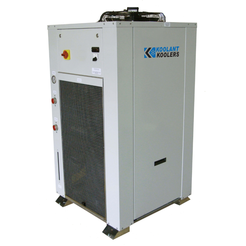 Koolant Koolers S Series compact industrial chiller featuring top-mounted fan and closed-loop refrigeration circuit for medical and process cooling available from Blackhawk Equipment