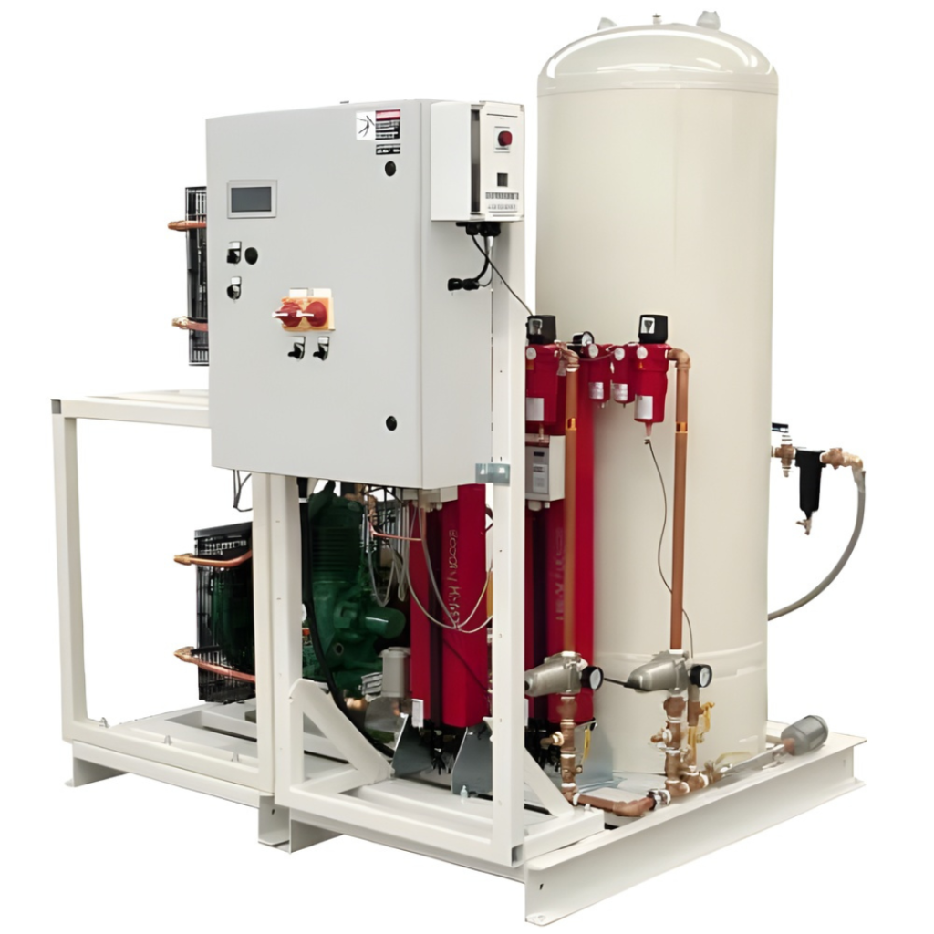 Medical Instrument Air compressor system (skid-mounted) featuring desiccant dryers for healthcare facility operations available from Blackhawk Equipment