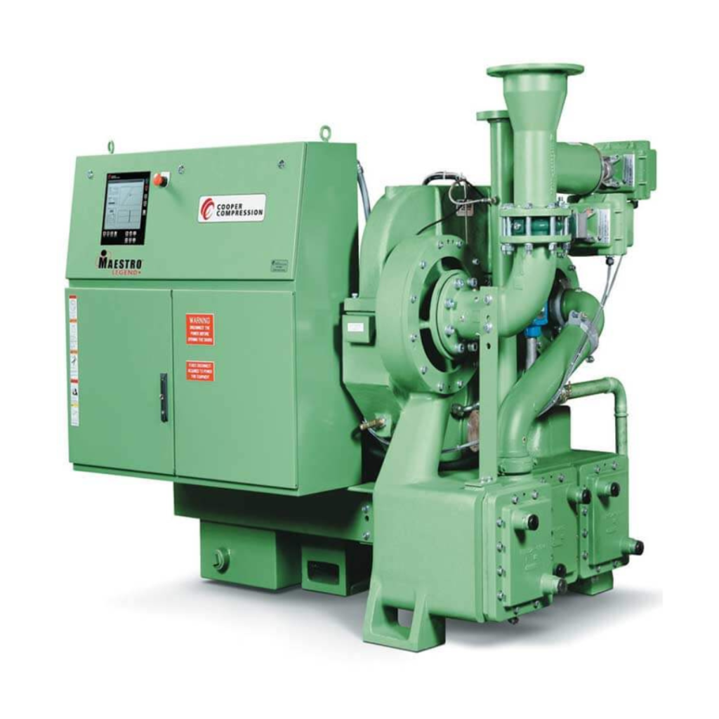 Cooper Compression multi-stage geared (MSG) centrifugal air compressor featuring Maestro Legend control panel available from Blackhawk Equipment