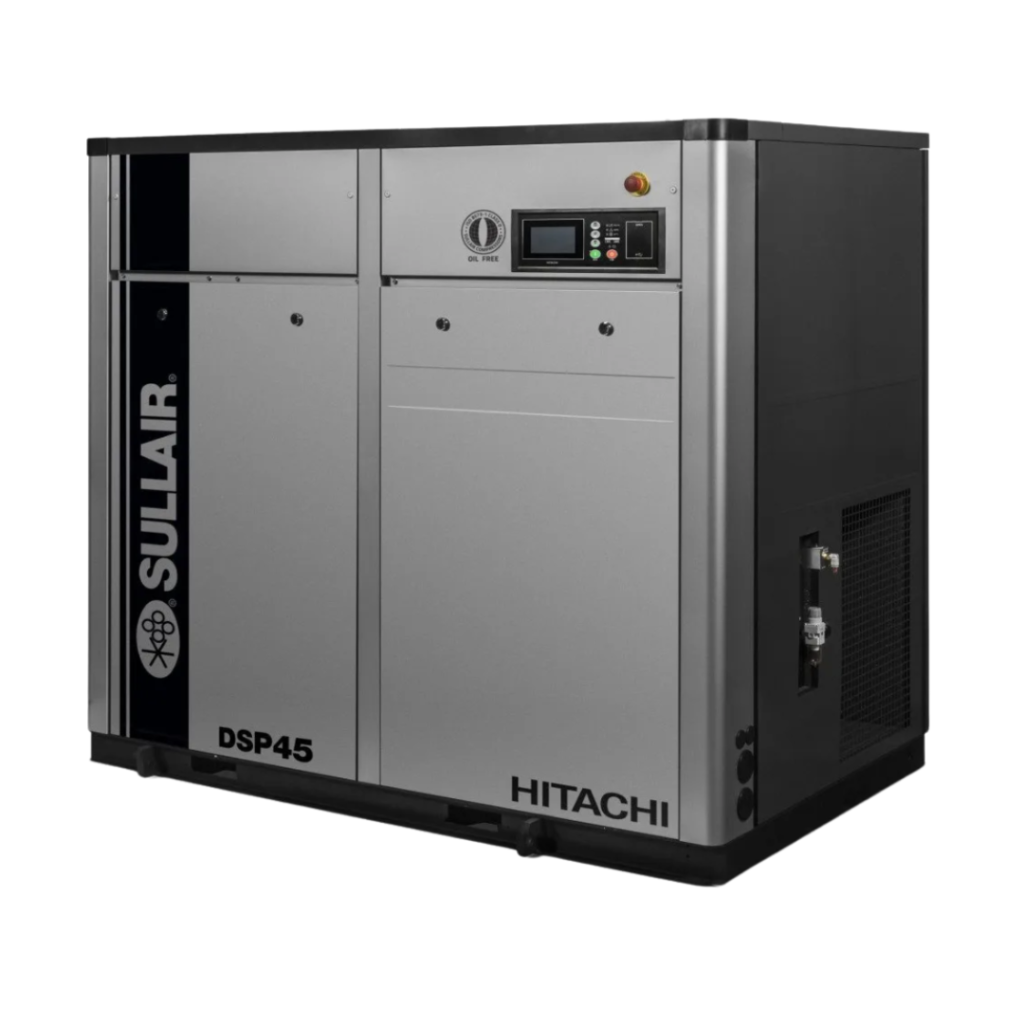 Sullair DSP Series (DSP45) oil-free rotary screw air compressor featuring Hitachi engineering available from Blackhawk Equipment