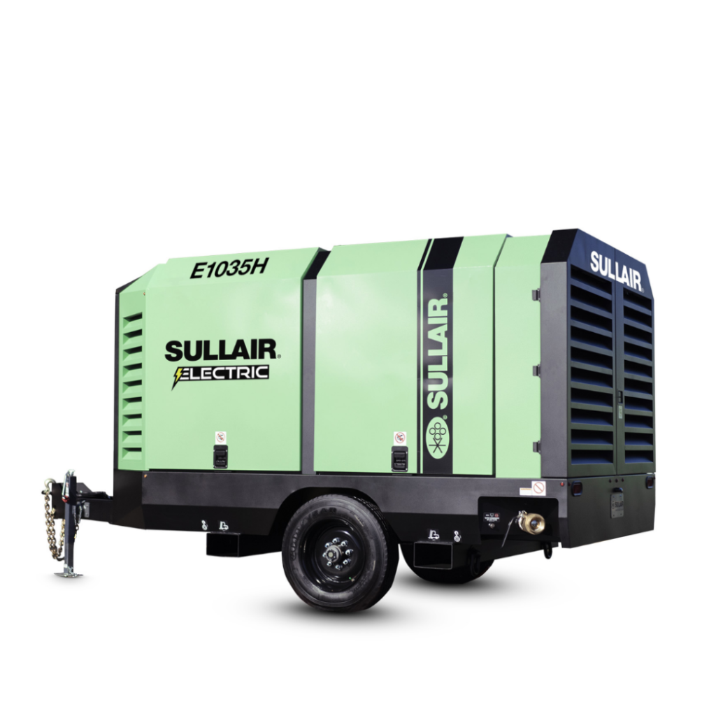 Sullair E1035H electric-driven portable rotary screw air compressor (towable) available from Blackhawk Equipment