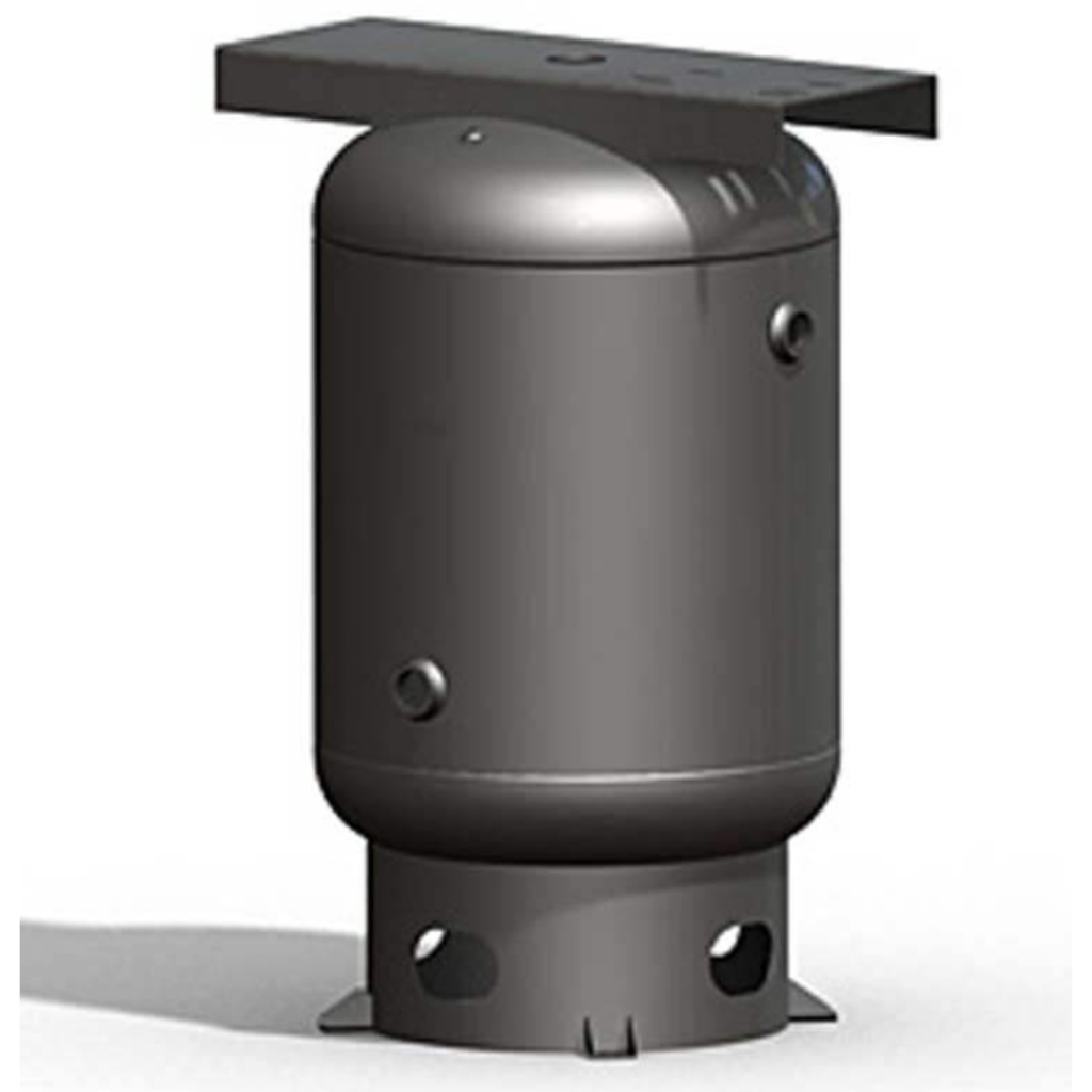 Vertical air receiver tank featuring top mounting plate for compressor units available from Blackhawk Equipment