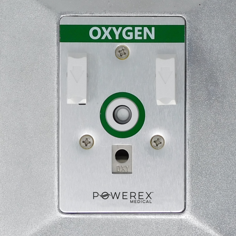 Powerex Medical Oxygen gas outlet terminal unit (wall-mounted) green color-coded for healthcare facility maintenance available from Blackhawk Equipment